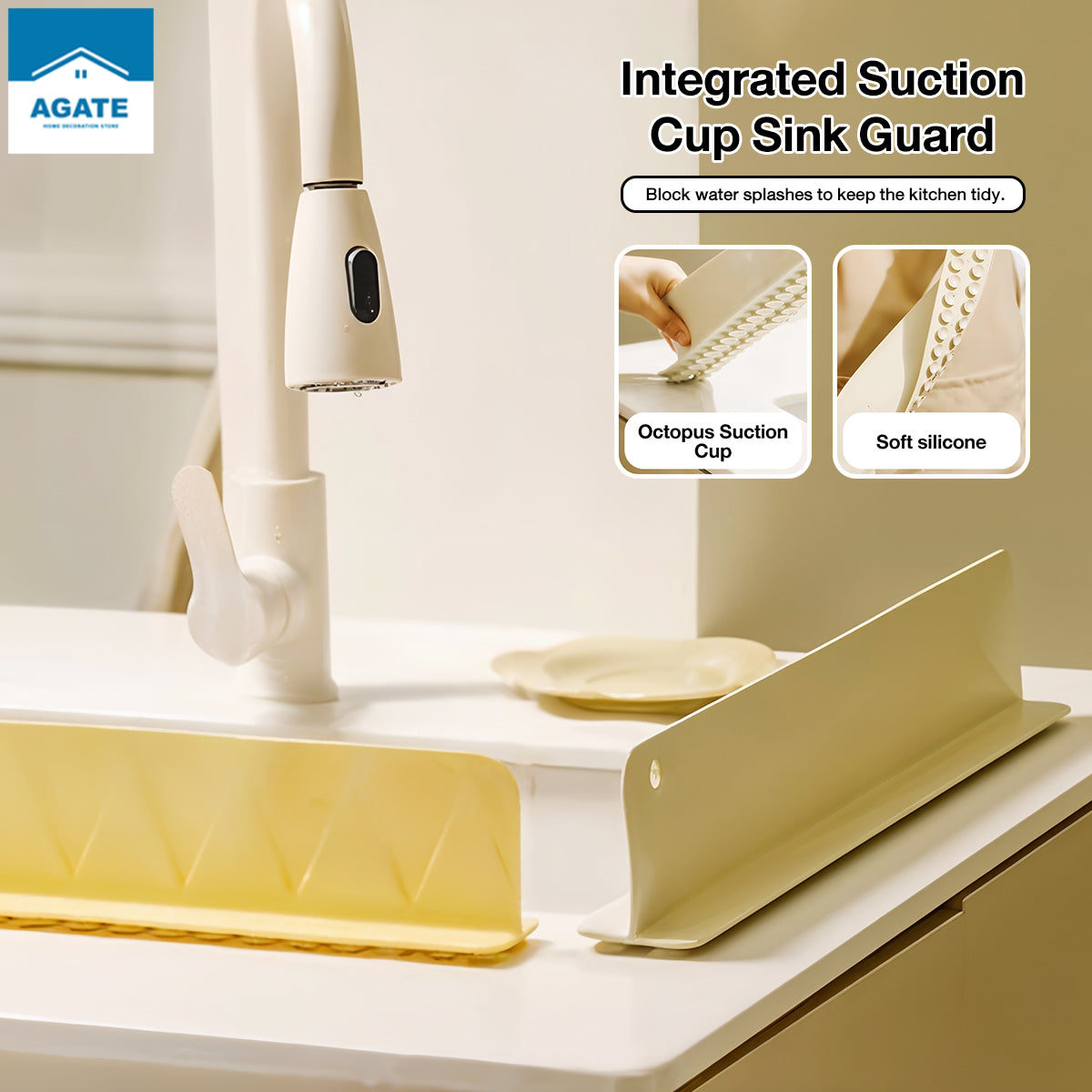 Premium Quality Silicone Sink Splash Guard - Strong Suction Grip