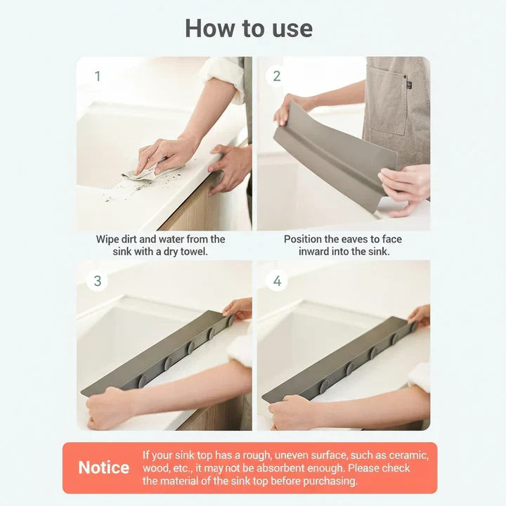 Premium Quality Silicone Sink Splash Guard - Strong Suction Grip