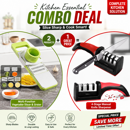 2-in-1 Kitchen Slicer & Knife Sharpener Combo